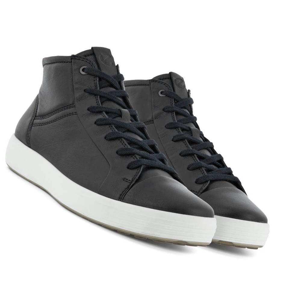 Ecco Soft 7 City Hi-top Fritidssko Herre Svarte | NO 475YXF